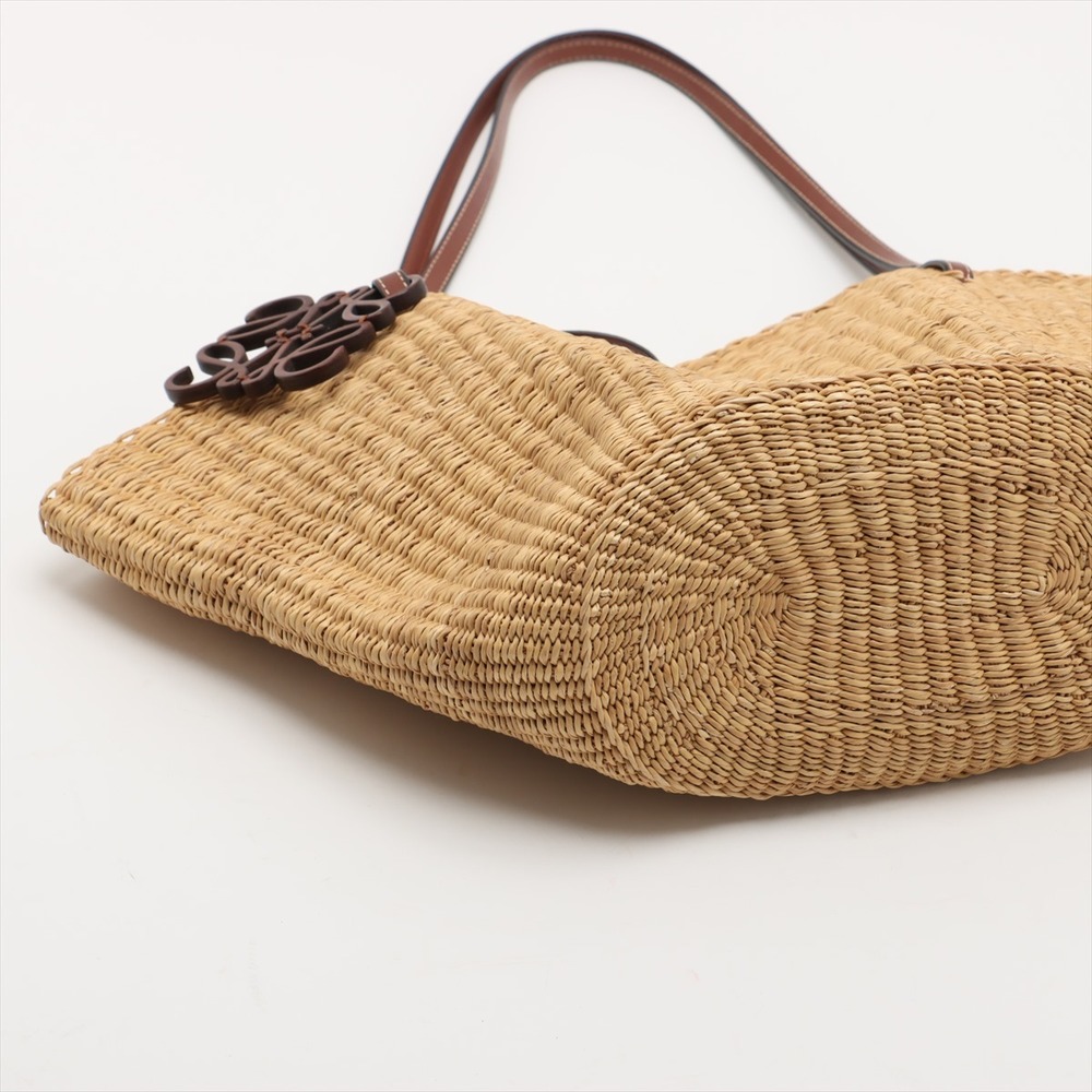 Loewe Shell Basket Elephant Grass Leather Bag Beige Tan Brown - Picture 4 of 8